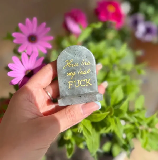 Labradorite Tombstone “Here Lies My Last F*CK”
