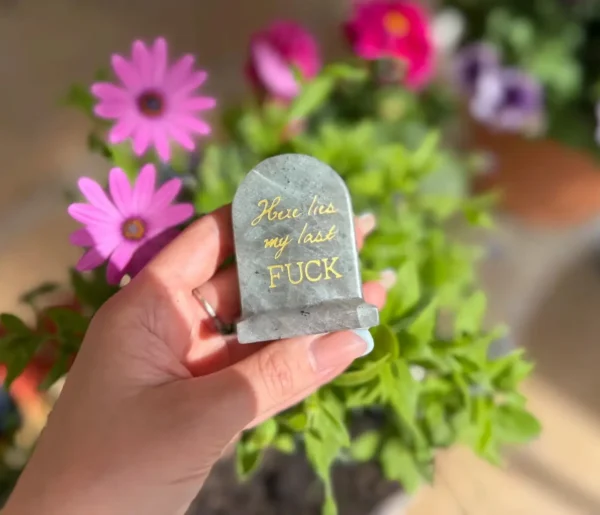 Labradorite Tombstone “Here Lies My Last F*CK” - Image 2