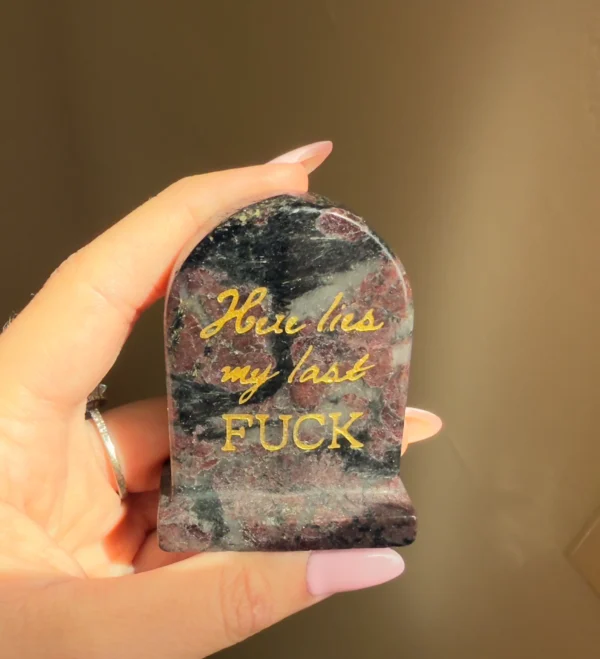 Garnet x Arfvedsonite Tombstone “Here Lies My Last F*CK” - Image 3