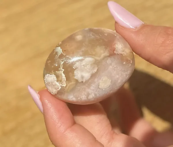 Flower Agate Palm Stone