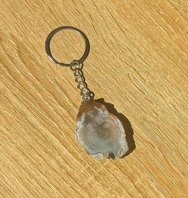 Mexican Agate Geode Keychain