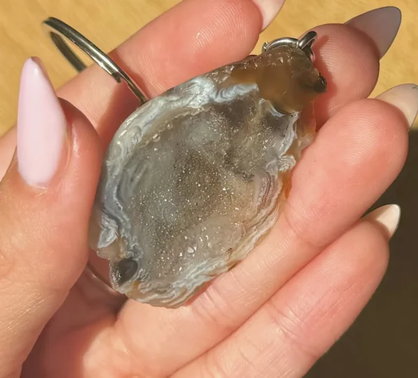 Mexican Agate Geode Keychain - Image 3