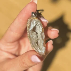 Mexican Agate Geode Keychain