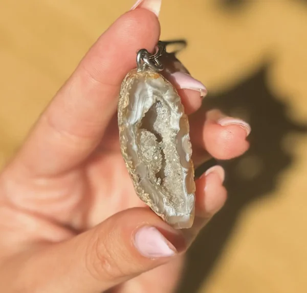 Mexican Agate Geode Keychain