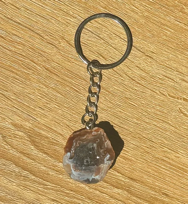 Mexican Agate Geode Keychain
