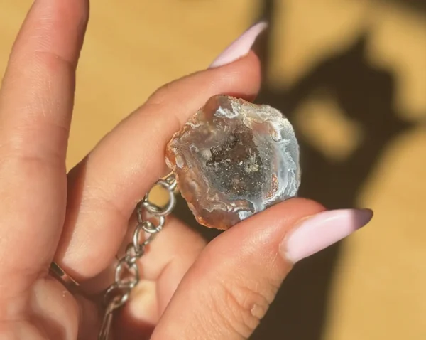 Mexican Agate Geode Keychain - Image 2
