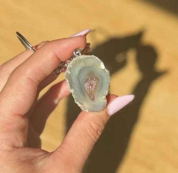 Mexican Agate Geode Keychain - Image 2
