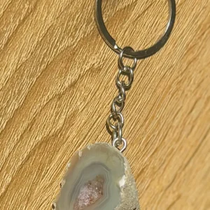 Mexican Agate Geode Keychain