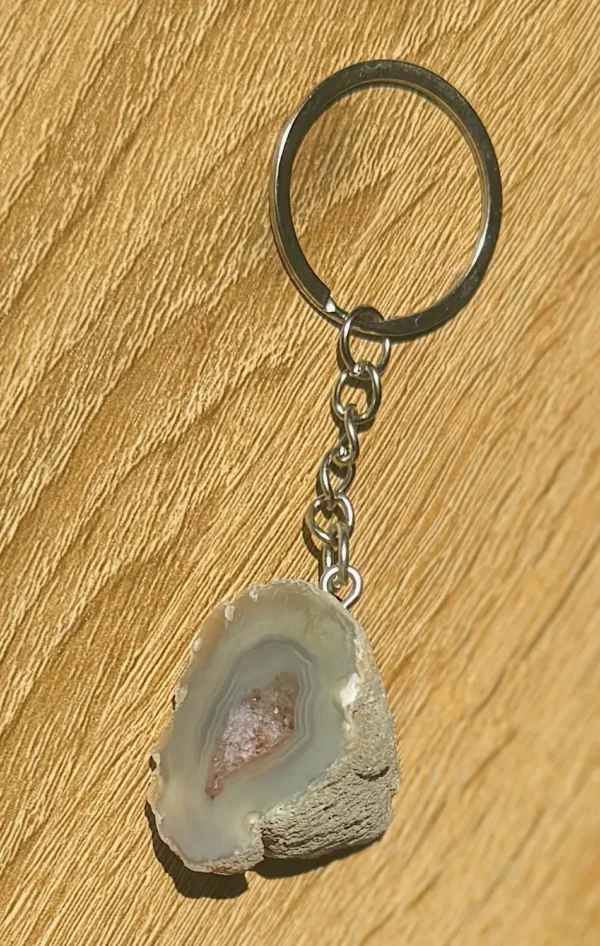 Mexican Agate Geode Keychain
