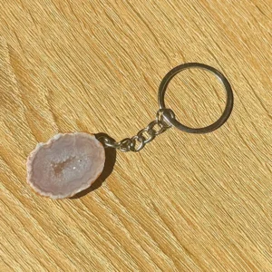 Mexican Agate Geode Keychain