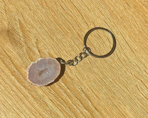 Mexican Agate Geode Keychain