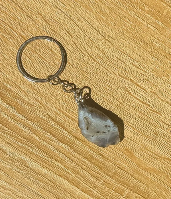 Mexican Agate Geode Keychain
