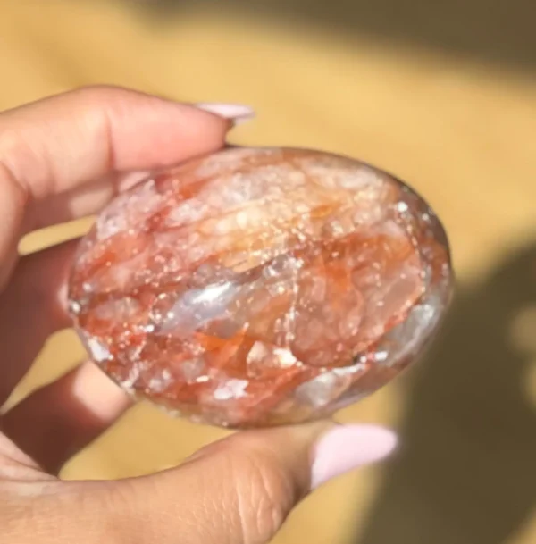 Fire Quartz Palm Stone