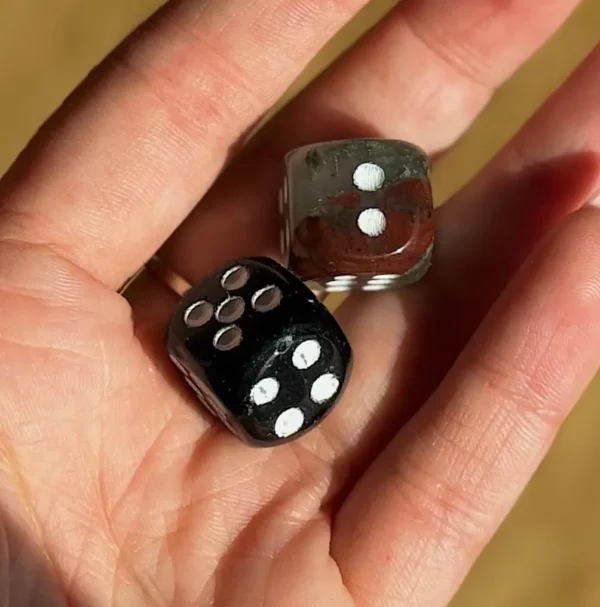 Mystical Dice Duo - Black Obsidian & Hematoid Quartz - Image 4