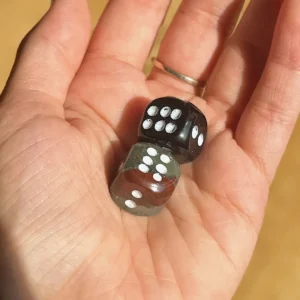 Mystical Dice Duo - Black Obsidian & Hematoid Quartz