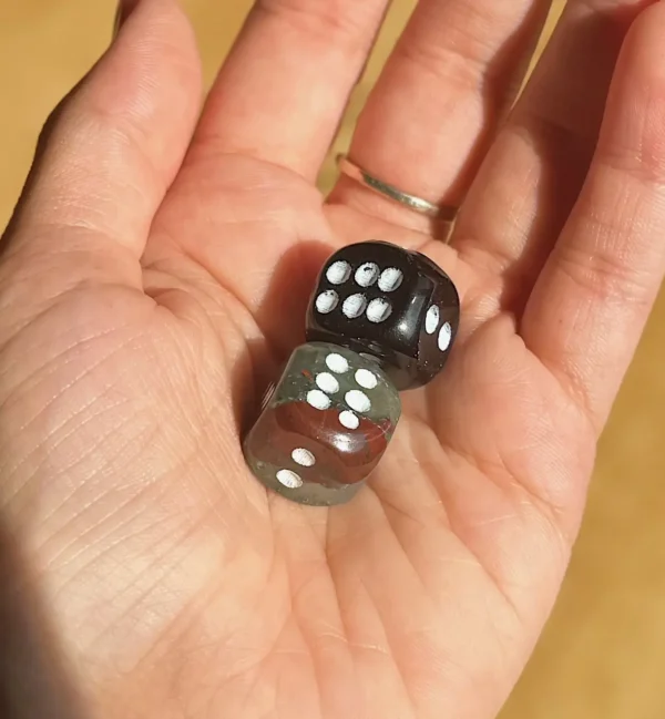 Mystical Dice Duo - Black Obsidian & Hematoid Quartz