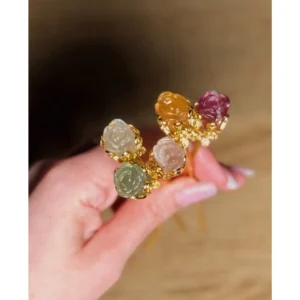 🌹🧚‍♀️Rose of the Faelight Crown ~ Enchanted Fluorite Hair Wand🧚‍♀️🌹