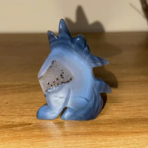 🐺Ashkarra ~ Blue Chalcedony Druzy Agate Wolf🐺