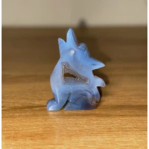 🐺Thyrren ~ Blue Chalcedony Druzy Agate Wolf🐺🌌