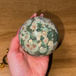 🍃🧚‍♀️Eirawen The Forest Spirit Sphere ~ Green Flower Jasper🧚‍♀️🍃