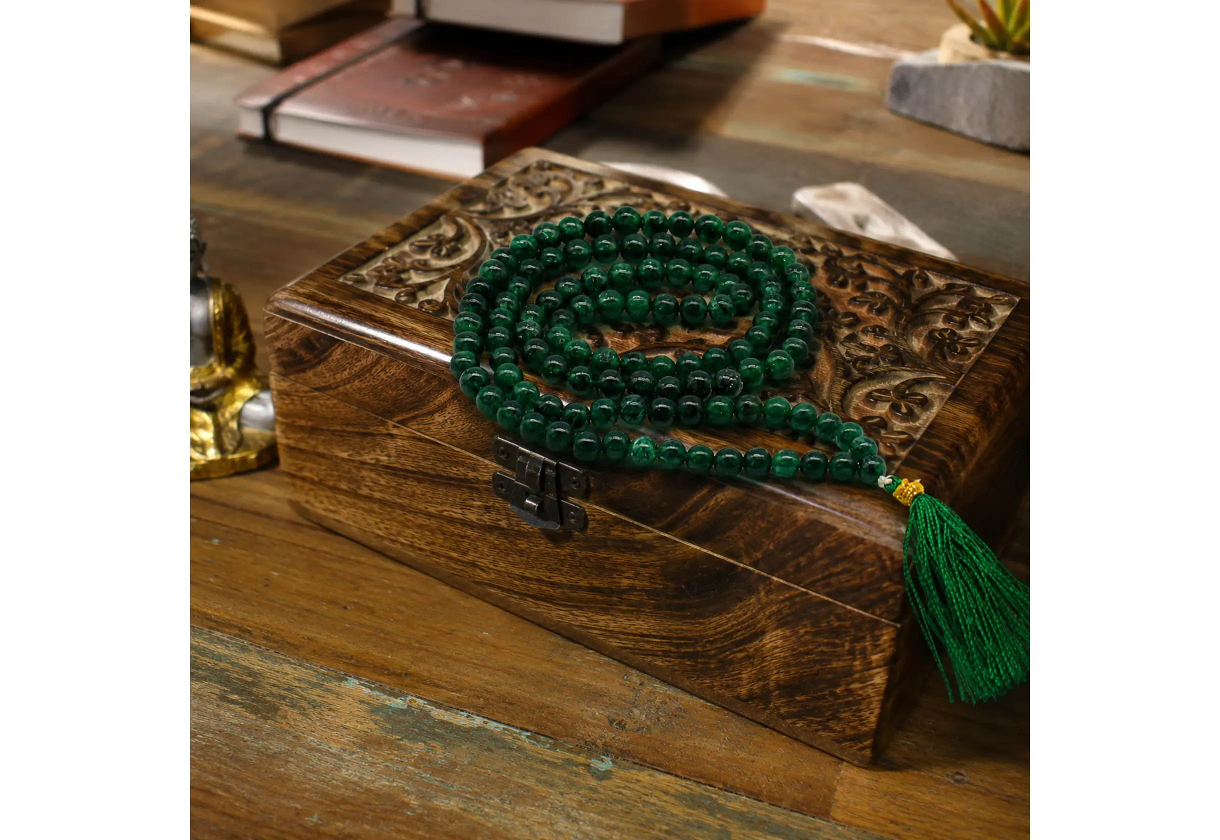💚✨108 Bead Indian Green Jade Mala ~ Sacred Flow of