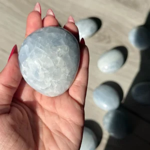 ☁️🩵Moonfoam ~ Blue Calcite Palm Stone🩵☁️