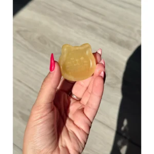 🌙🍯Moonlit Honeycat ~ Yellow Calcite Cat Tray🍯🌙