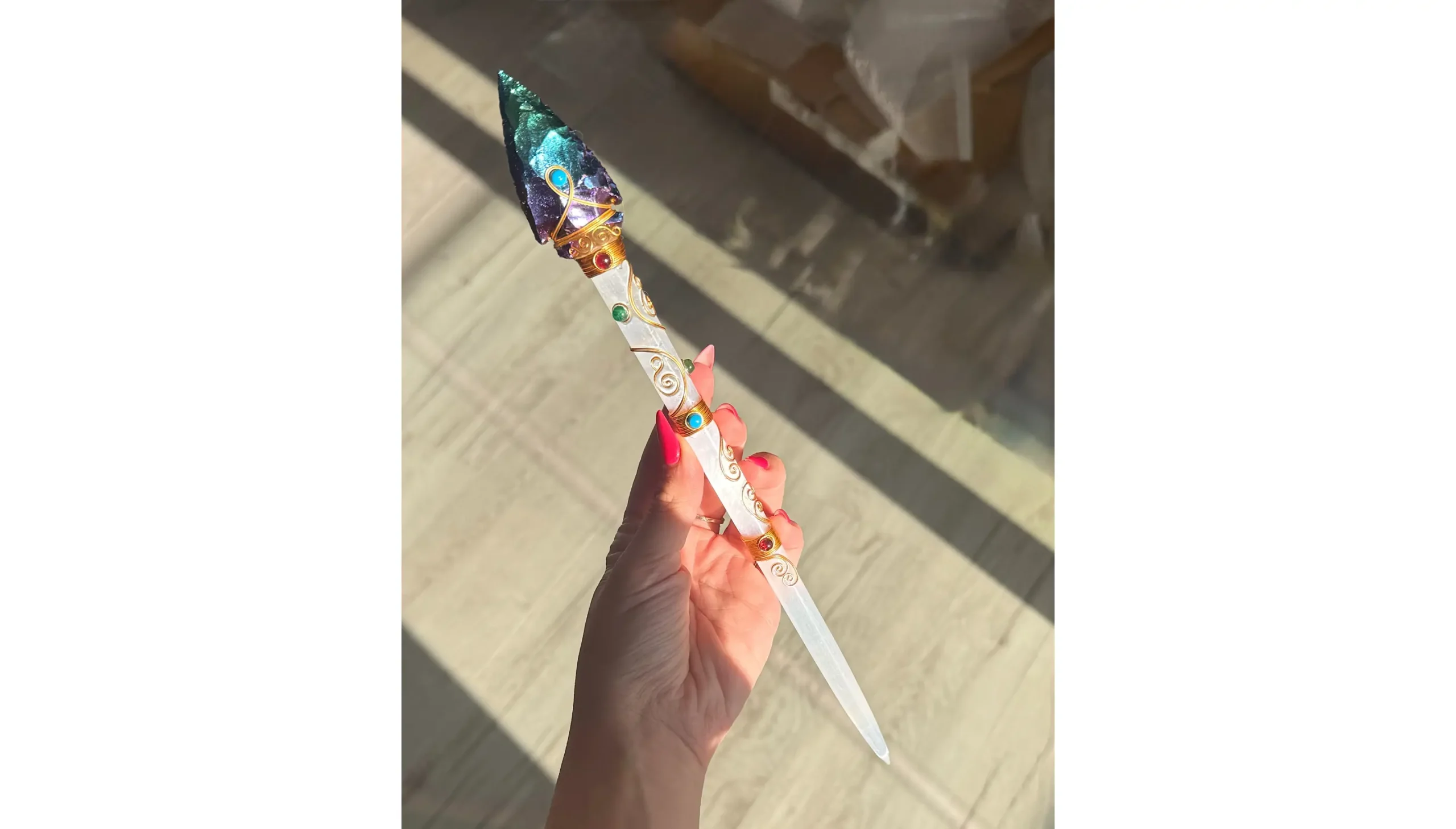 👼🌙THE CELESTIAL PRIESTESS WAND ~ Selenite & Angel Aura Quartz🌙👼