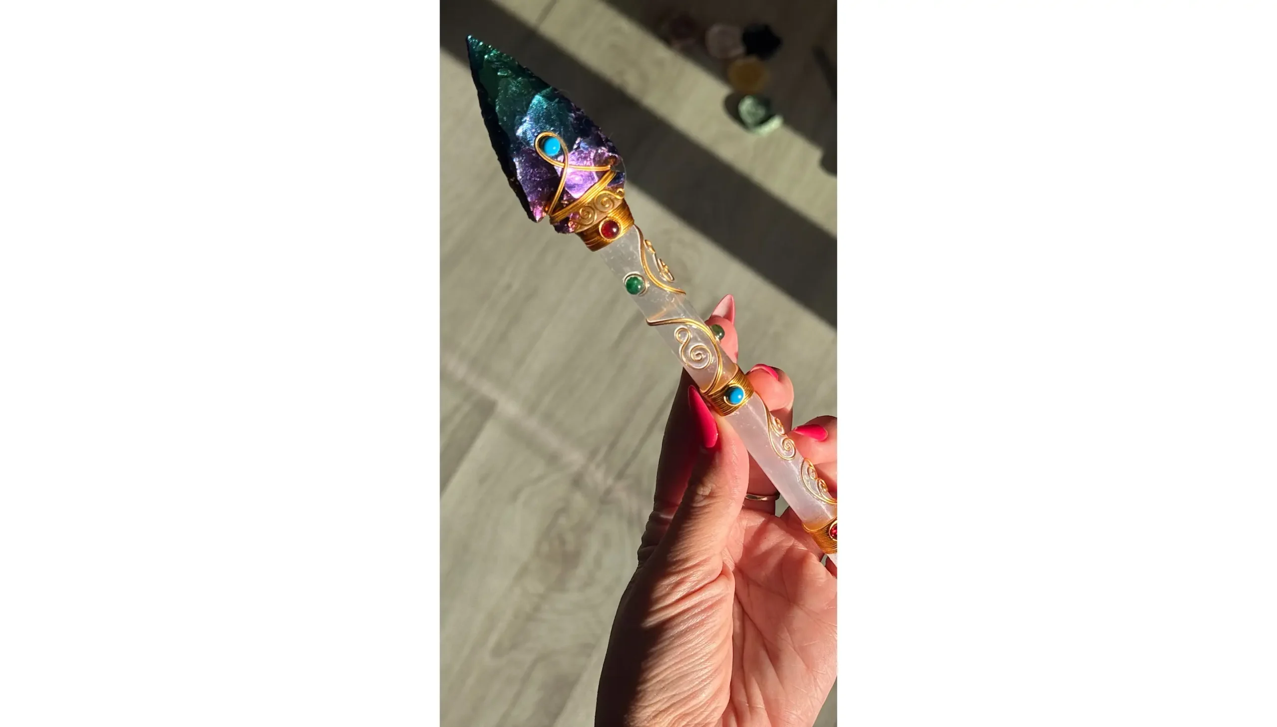 👼🌙THE CELESTIAL PRIESTESS WAND ~ Selenite & Angel Aura Quartz🌙👼 - Image 3