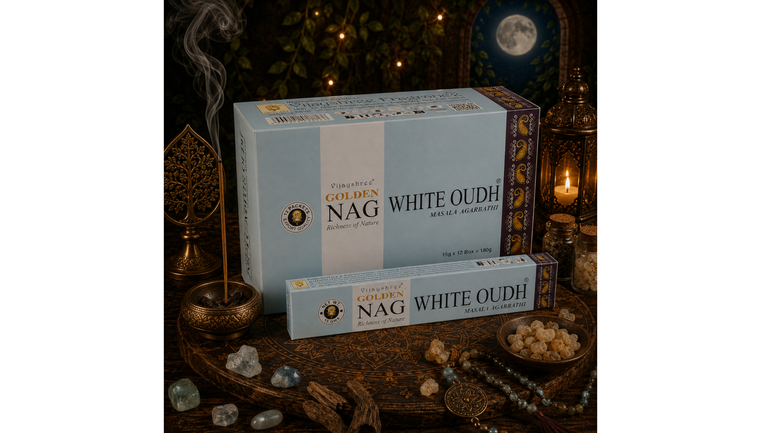 🤍🌙White Oudh Incense ~ Golden Nag🌙🤍