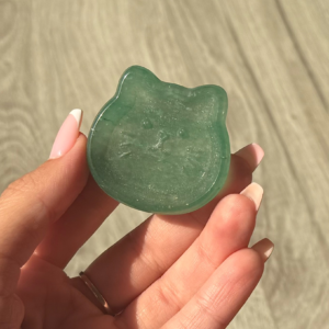 🍀🐈The Lucky Familiar ~ Green Aventurine Cat Tray🐈🍀