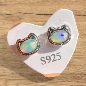 Ethiopian Opal Cat Earrings