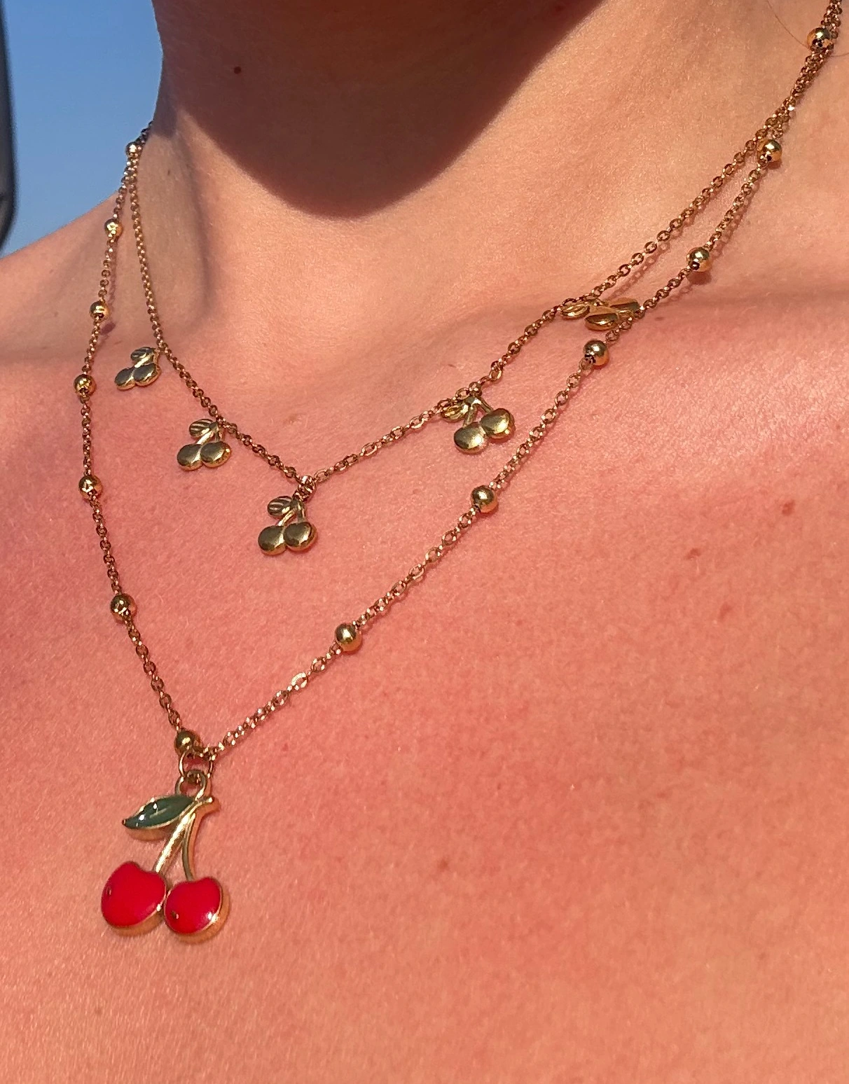🍒Forbidden Cherry ~ 18K Gold Plated Double Layer Necklace🍒 - Image 2