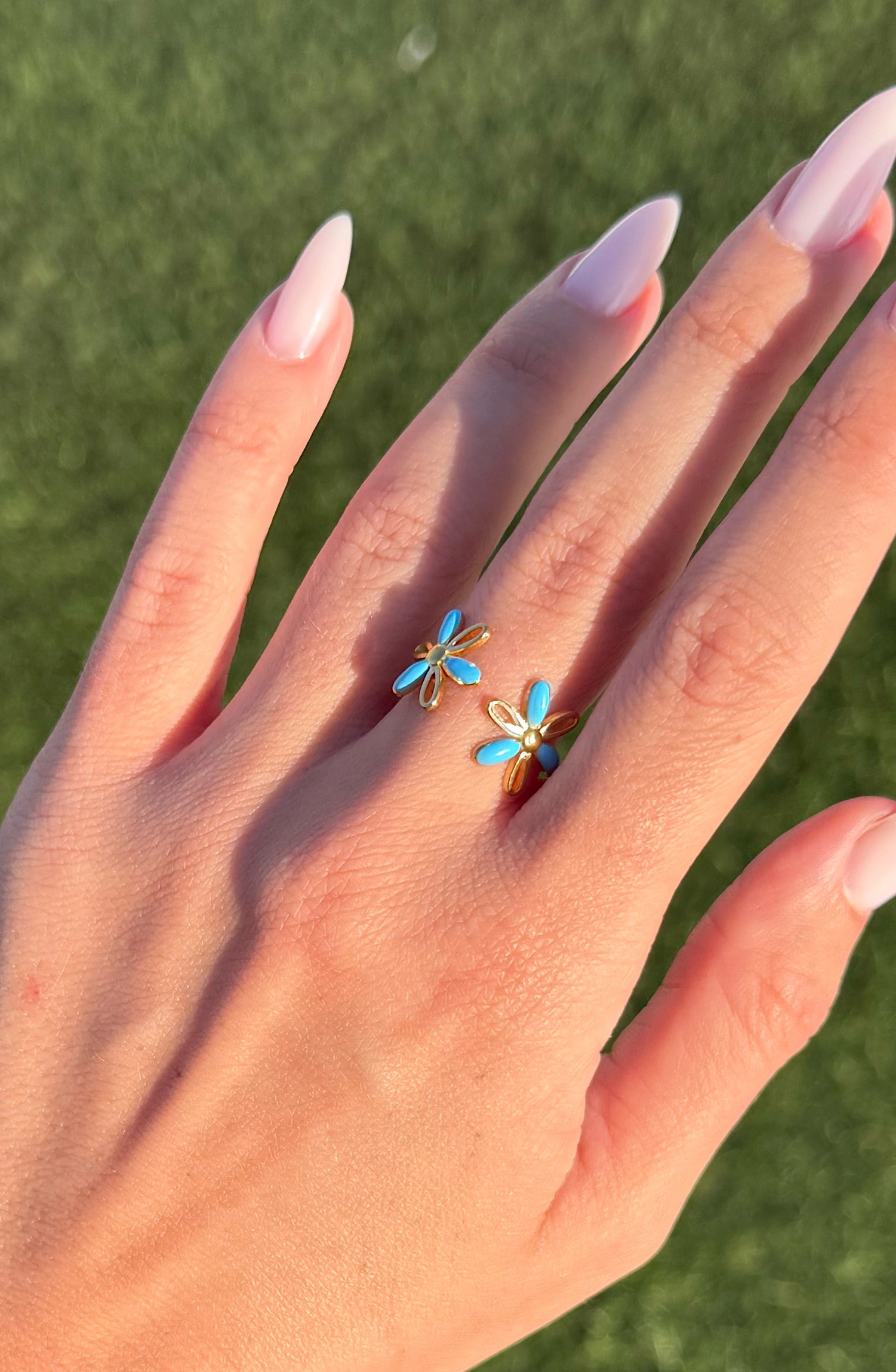 🌼🩵Forget Me Not ~ 18K Gold Plated Ring🩵🌼
