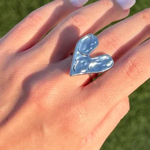 🩶Liquid Heart ~ Stainless Steel Chunky Heart Ring🩶