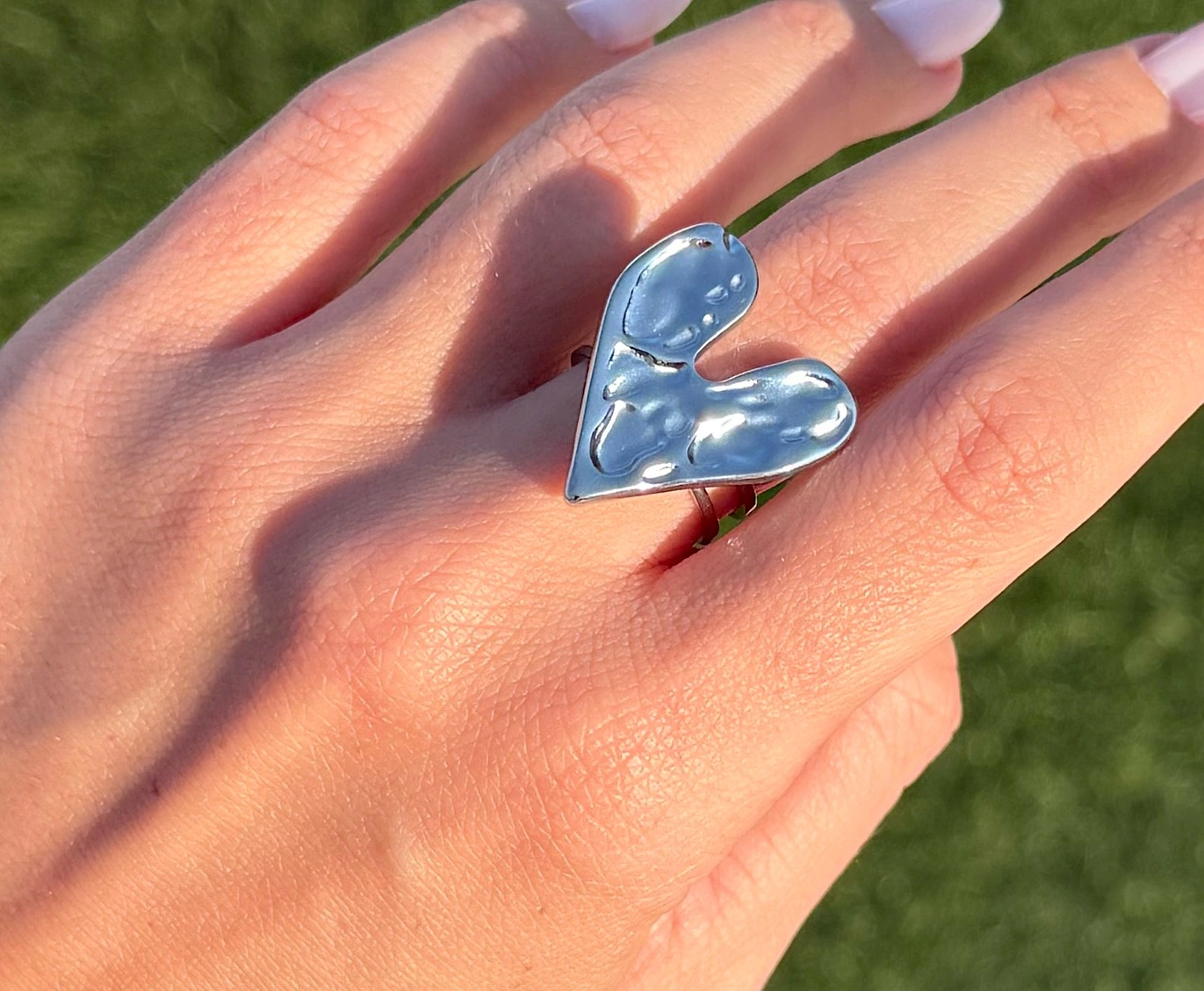 🩶Liquid Heart ~ Stainless Steel Chunky Heart Ring🩶