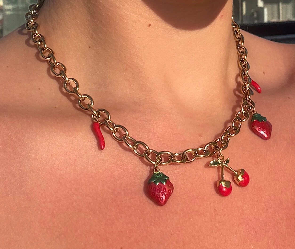 ✨🍓Cherry Bomb ~ 18K Gold Plated Necklace🍒✨ - Image 2