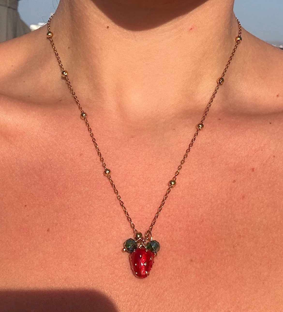 ✨🍓Strawberry Kiss ~ 18K Gold Plated Necklace🍓✨