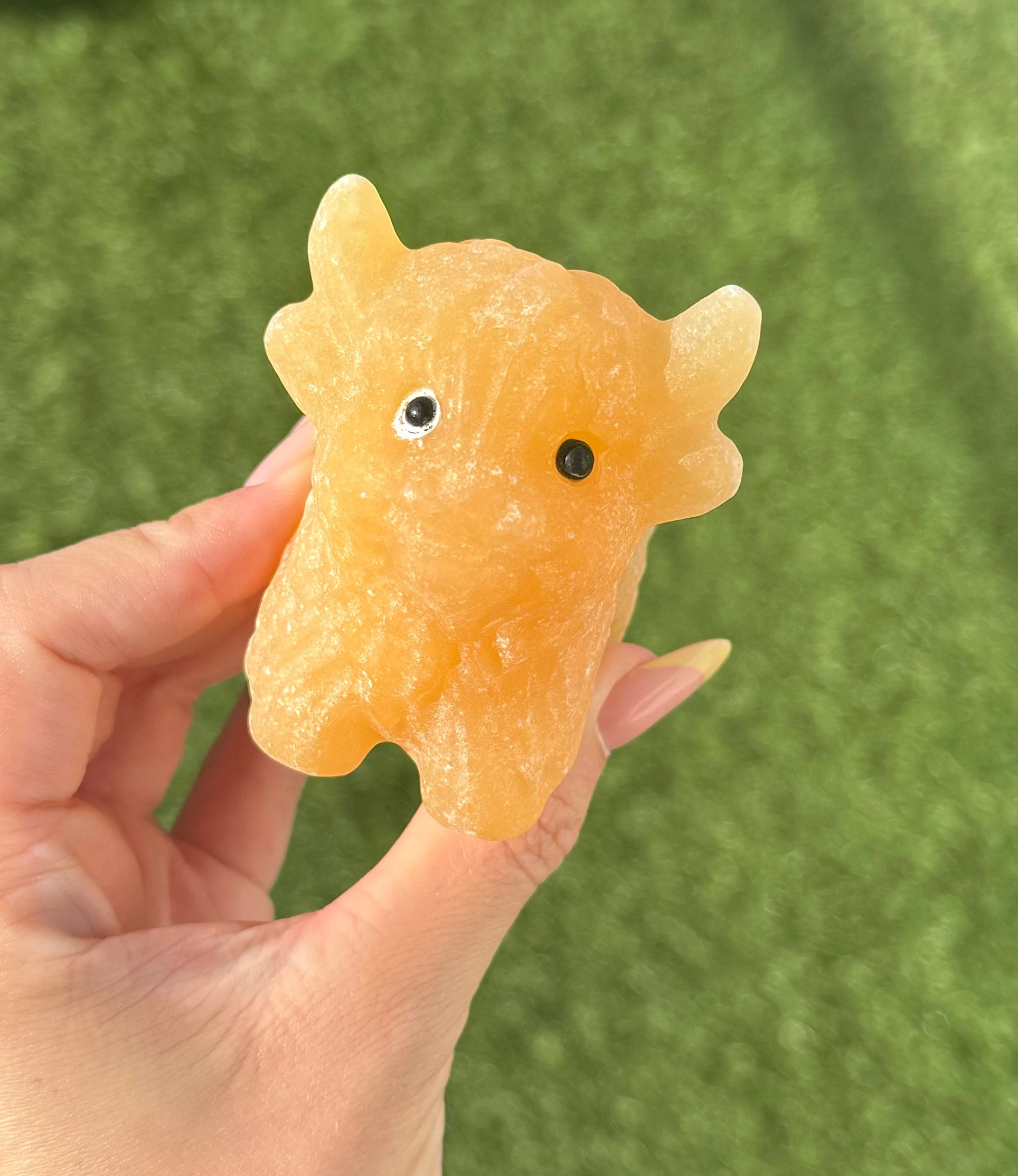 🧡🐮The Golden Wink ~ Orange Calcite Highland Cow🐮🧡