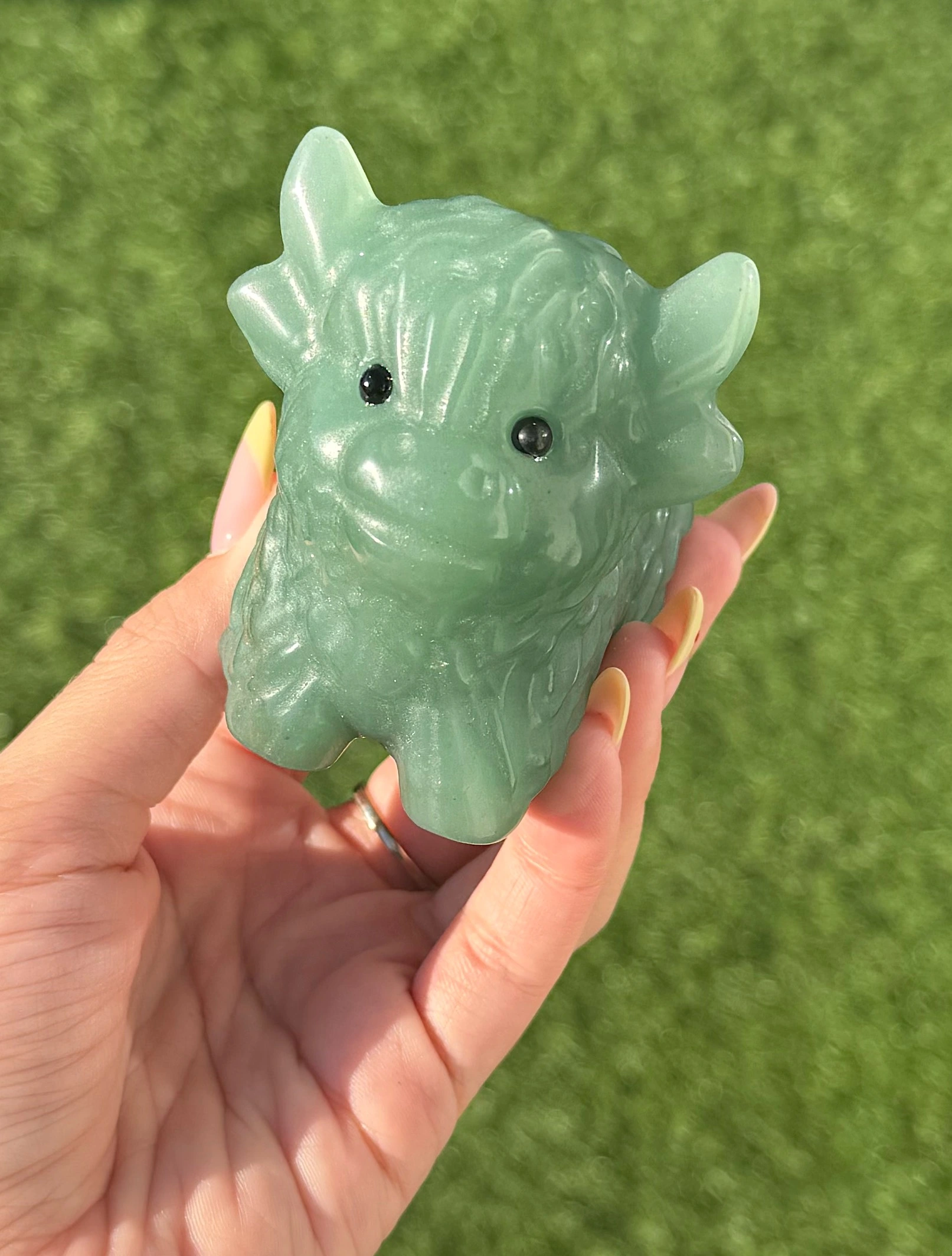 🍀🐮The Meadow Keeper ~ Green Aventurine Highland Cow🐮🍀