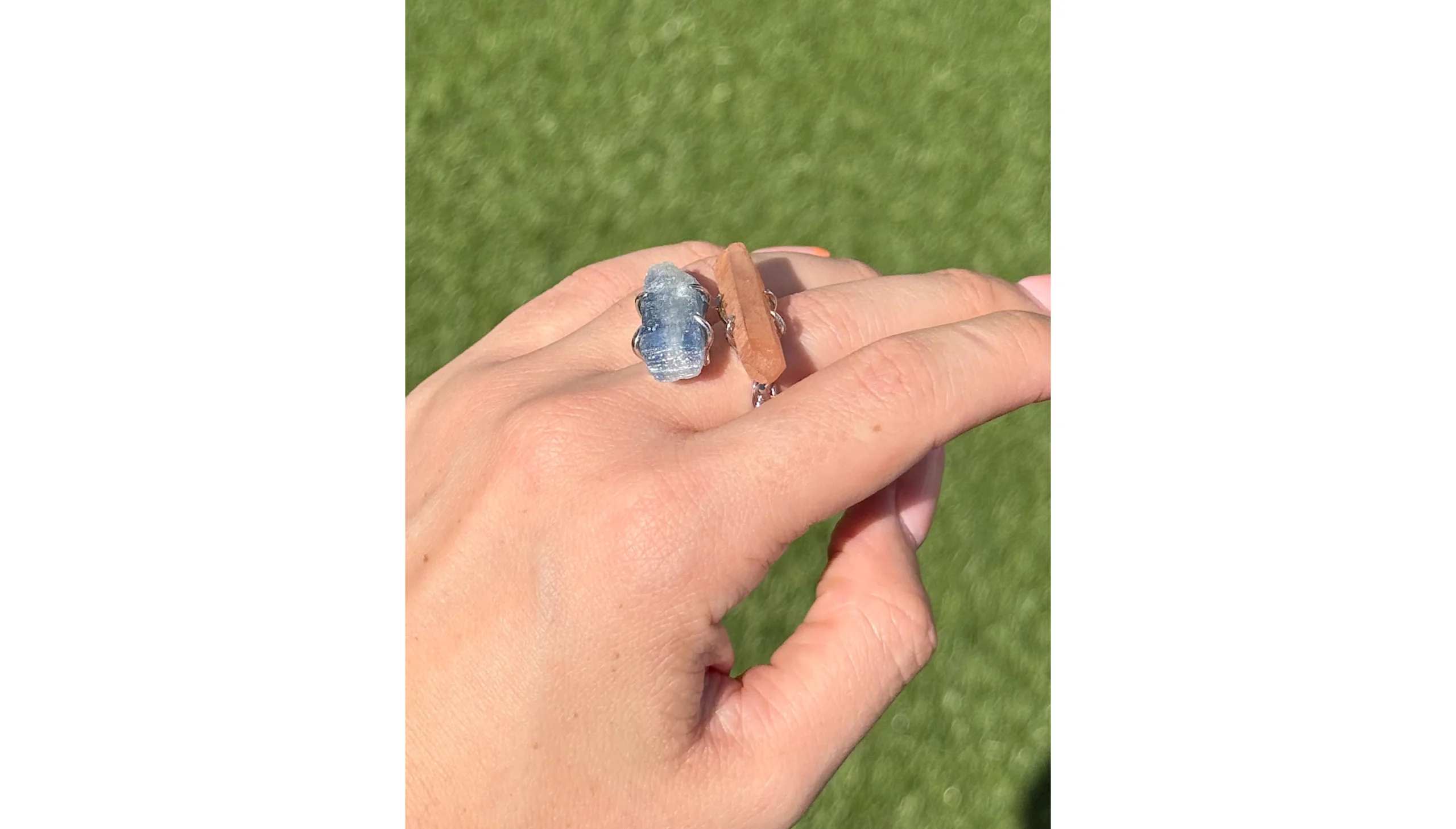 ✨🍊Tangerine Quartz & Kunzite Heartfire Ring🩵✨ - Image 2