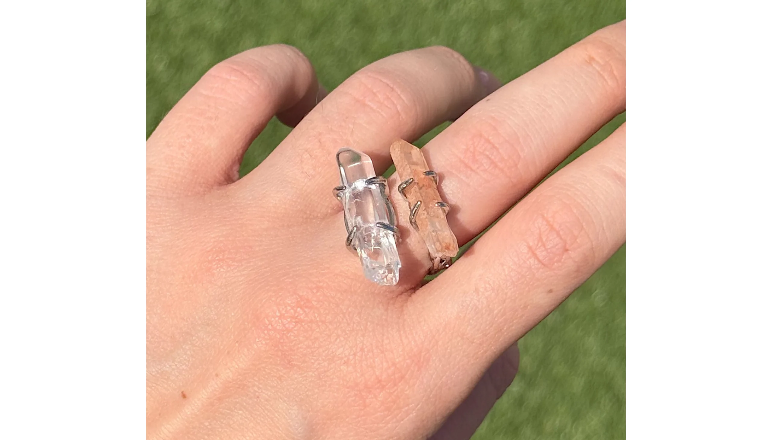 ✨🍊Tangerine Quartz & Clear Quartz Alignment Ring🤍✨