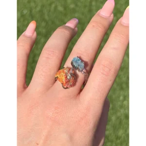 ✨💙Blue Apatite & Cinnabar in Matrix Oracle Flame Ring💙🔥✨