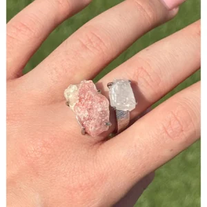 ✨🌸🌙Rainbow Moonstone & Pink Aventurine Lunar Heart Ring🌸✨