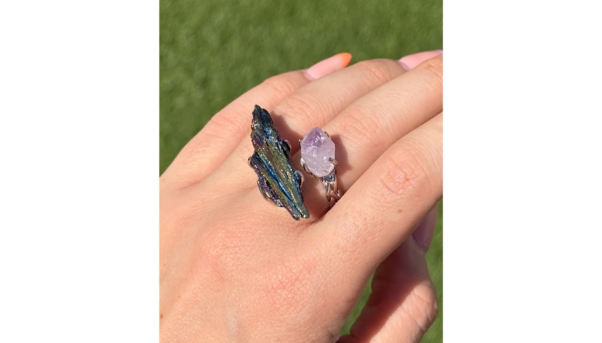 ✨💜Amethyst & Aura Kyanite Celestial Veil Ring💜🌈✨ - Image 2