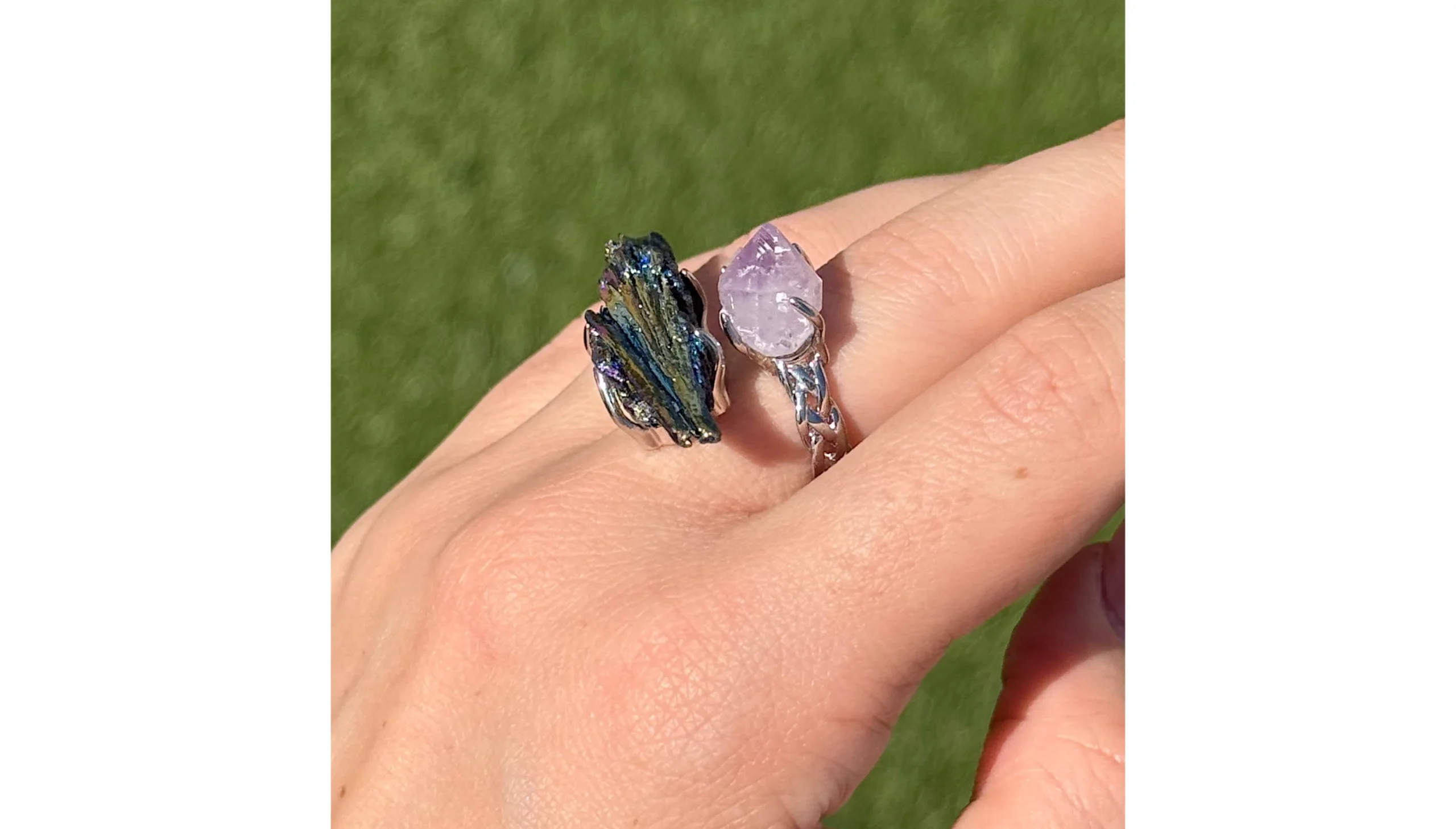 ✨💜Amethyst & Aura Kyanite Celestial Veil Ring💜🌈✨ - Image 3