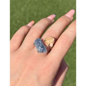 ✨🧡Orange Calcite & Kunzite Heartfire Ring🩵✨