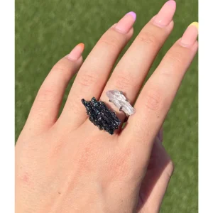 ✨🌌Aura Kyanite & Clear Quartz Celestial Channel Ring🤍✨