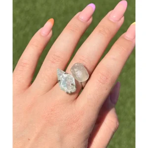 ✨🌙Rainbow Moonstone & Green Fluorite Veilglow Ring💚✨