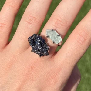 ✨🖤Aura Kyanite & Fluorite Starveil Ring💚✨